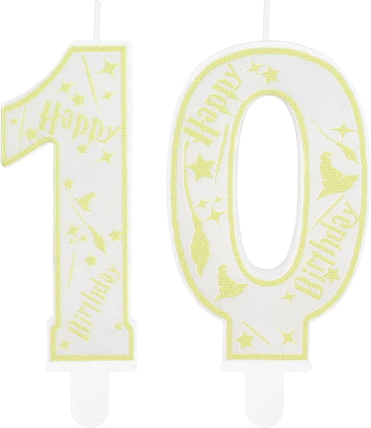 Magical Wizard Party Birthday Candles Number 10 Candle Cake Topper Wizard School Themed Happy 9th Birthday Cake Decorations for Boys Girls Kids Party Favor Supplies Decorations Gifts