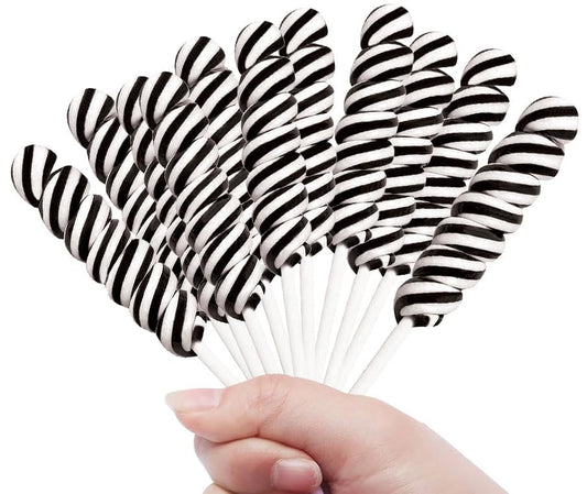 Black Twisty Lollipops - 24 Unicorn Suckers Individually Wrapped Bulk - Great for Candy Buffet - Wedding - Graduation - Halloween - Baby Shower - Birthday Party Favor Candy - Goodies for Kids and Adults