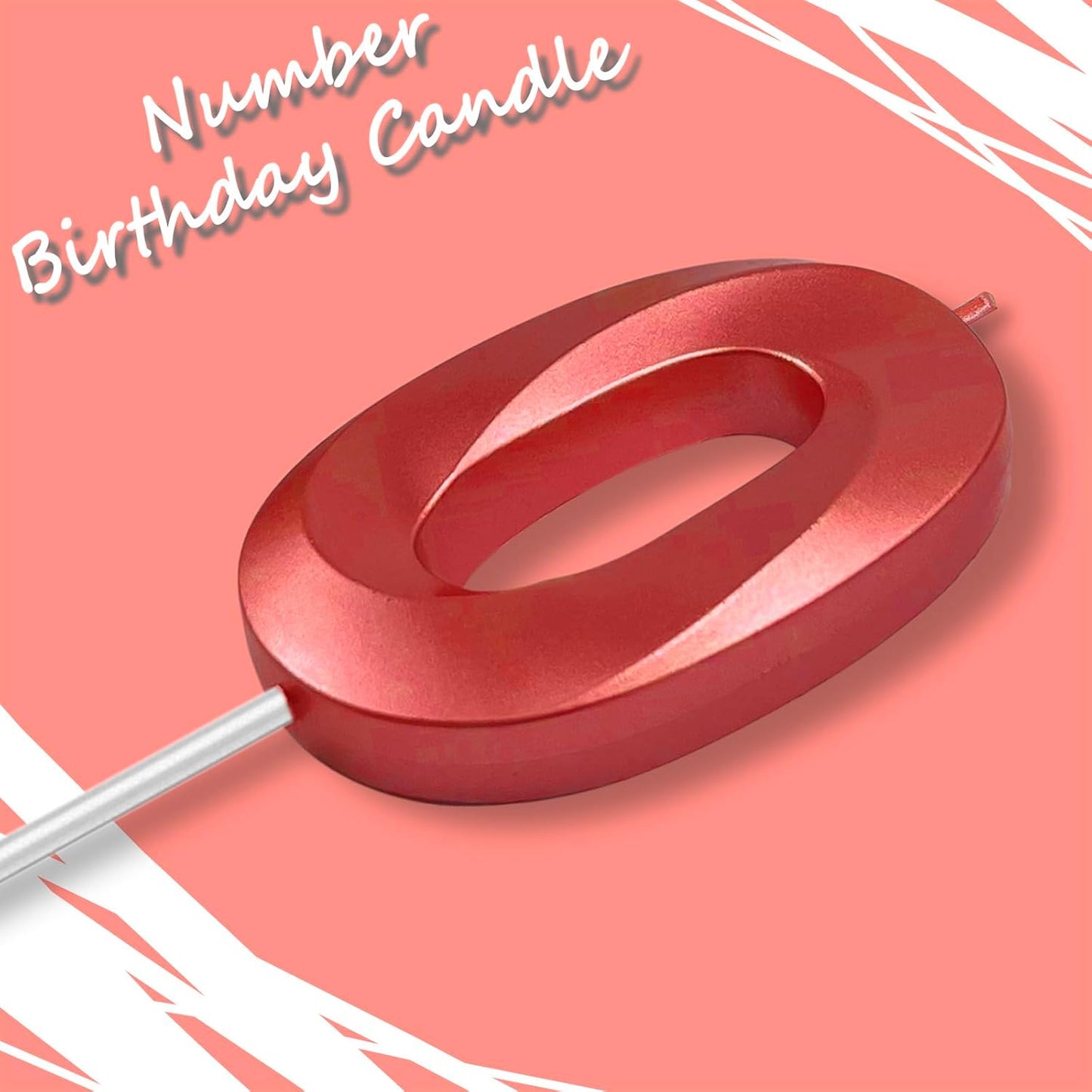 Red Number 0 Candles, 3D Diamond 2.76 Inch Cake Topper Birthday Candles for Wedding Anniversary Cake Decorations, Happy Birthday Party Decorations