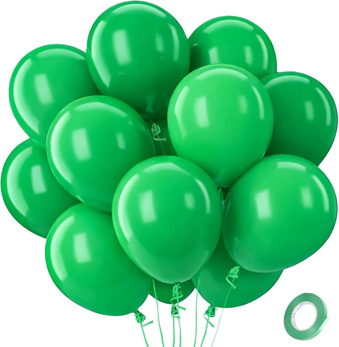Patimate Green Balloons 100 Pack 12 Inch Green Latex Balloons for Birthday Wedding Christmas Graduation Safari Themed Baby Shower Party Decorations