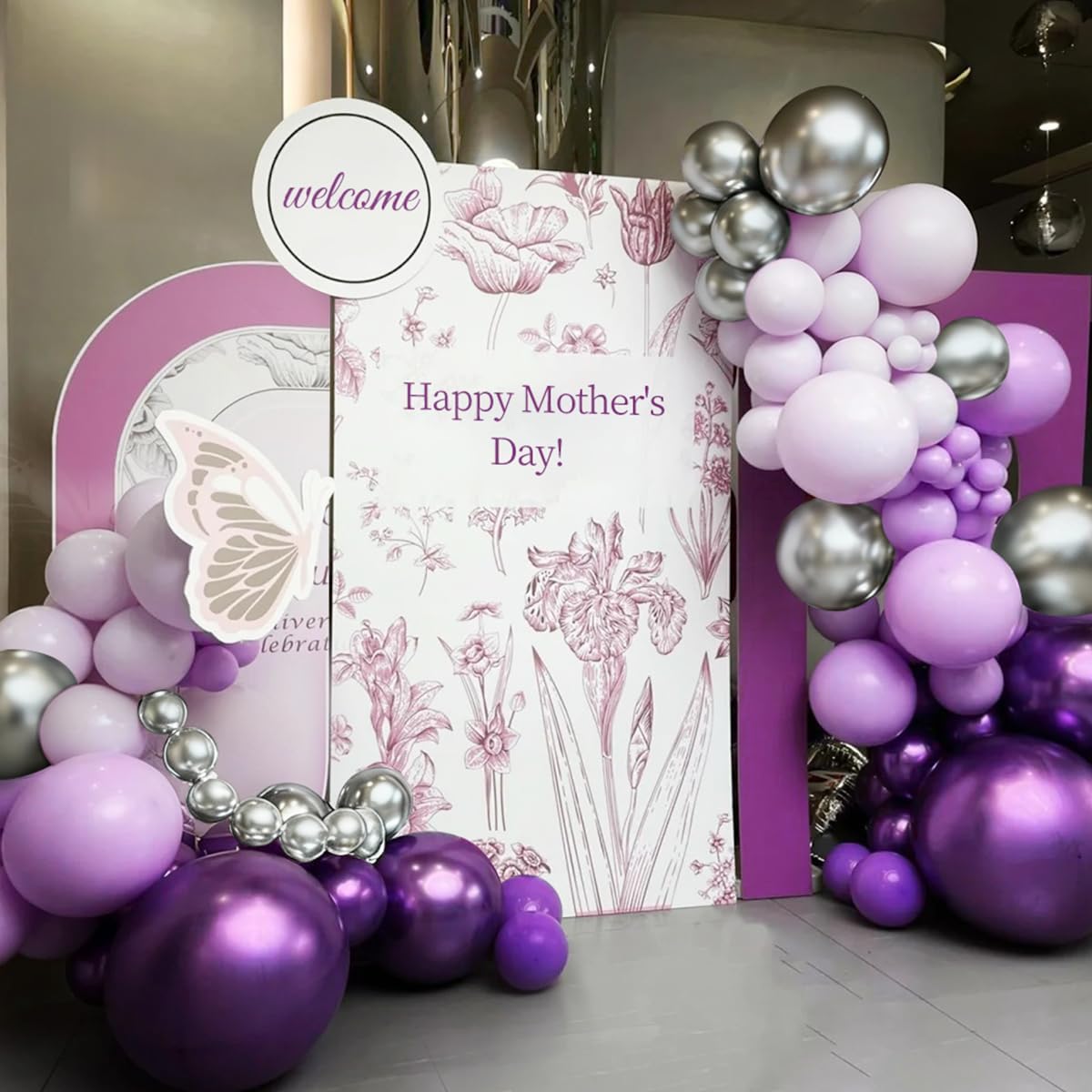 Purple and Silver Balloon Garland Arch Kit, 166Pcs Purple Metallic Pastel Lavender Maca Lilac Violet Gold Chrome Balloons for Birthday Wedding Baby Shower Party Decoration