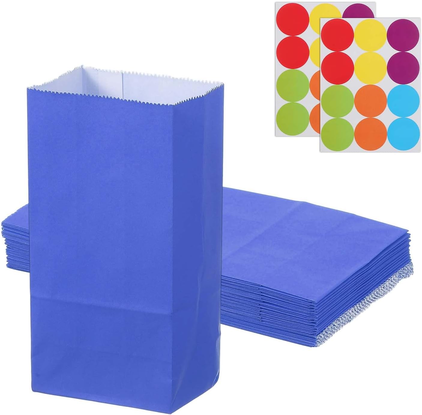 PATIKIL Party Favor Bag, 24 Pcs 3.5x2.4x7.1 Inch Mini Paper Candy Bags Gift Treat Celebration Halloween Goody Birthday Wedding Party with Stickers, Navy Blue