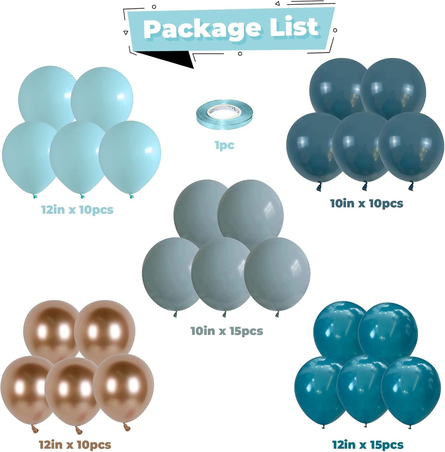 Blue Balloons Dusty Peacock Balloons Champagne Gold Assorted Muted Blue Balloon for Whale Theme Party Decorations Under the Sea Birthday Slate Teal Blue Balloon for Arch Graduation Baby Shower