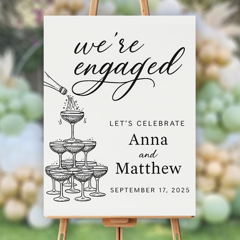 Personalized Engagement Welcome Sign, Engagement Party Sign, Engaged Decor for Couple - She Said Yes!, Decorations, Engaged Welcome, Custom Poster, Canvas, Wooden 2 Layer /7