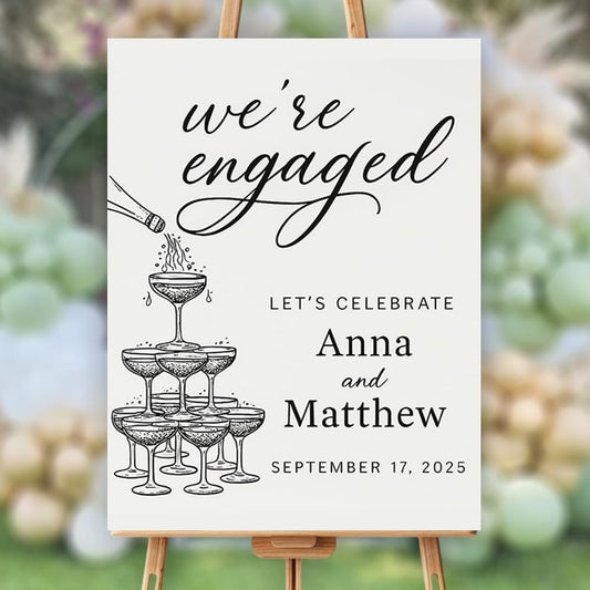 Personalized Engagement Welcome Sign, Engagement Party Sign, Engaged Decor for Couple - She Said Yes!, Decorations, Engaged Welcome, Custom Poster, Canvas, Wooden 2 Layer /7