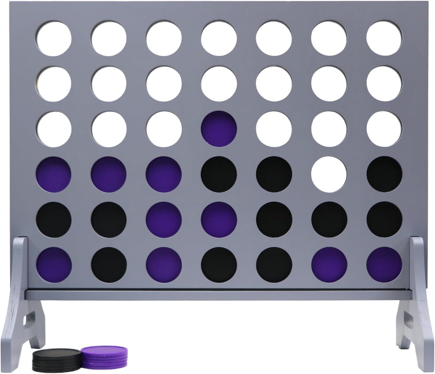 Tailgating Pros Premium Grey Giant Four in a Row with Carrying Case - Jumbo Oversized Outdoor Yard Game - Connect Multiple Pucks in a Row to Win - Many Puck Colors Available!