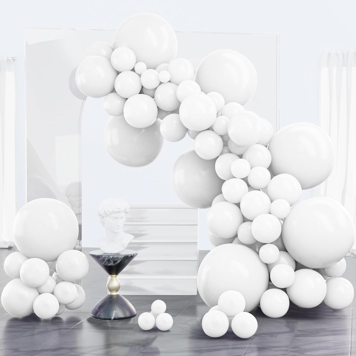 PartyWoo White Balloons 100 pcs Different Sizes Pack of 18 12 10 5 Inch Matte White Latex Balloon Arch Kit Garland for Wedding Bridal Graduation Baby Shower Birthday Party Decorations White-Y13