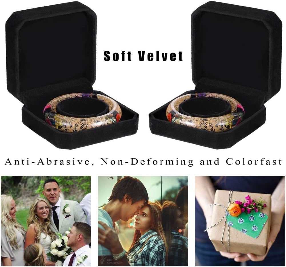 HooAMI Square Black Velvet Bracelet Gift Box Jewelry Display