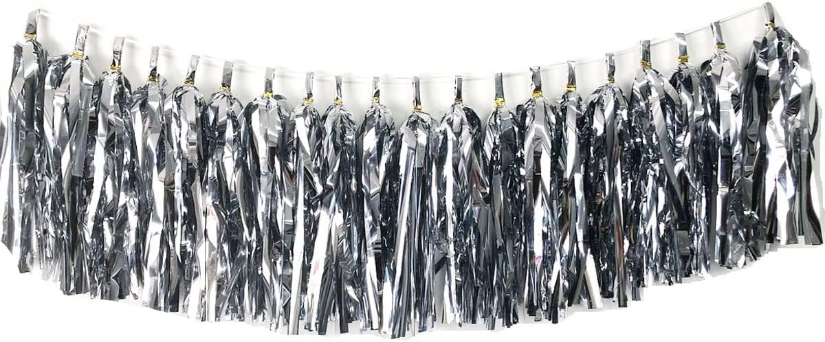 Tissue Paper Tassels Paper Tassels Garland Banner Table Decor Party Tassels Banner Wedding Birthday Baby Shower Nursey Party Decorations Supplies (20, Silver)