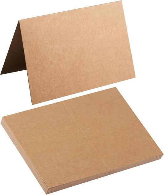 50 Pack Blank Cards Folded Cardstock Thank You Blank Greeting Cards for Invitations, Wedding, Greeting Cards, All Occasion DIY (Brown, 4x6)