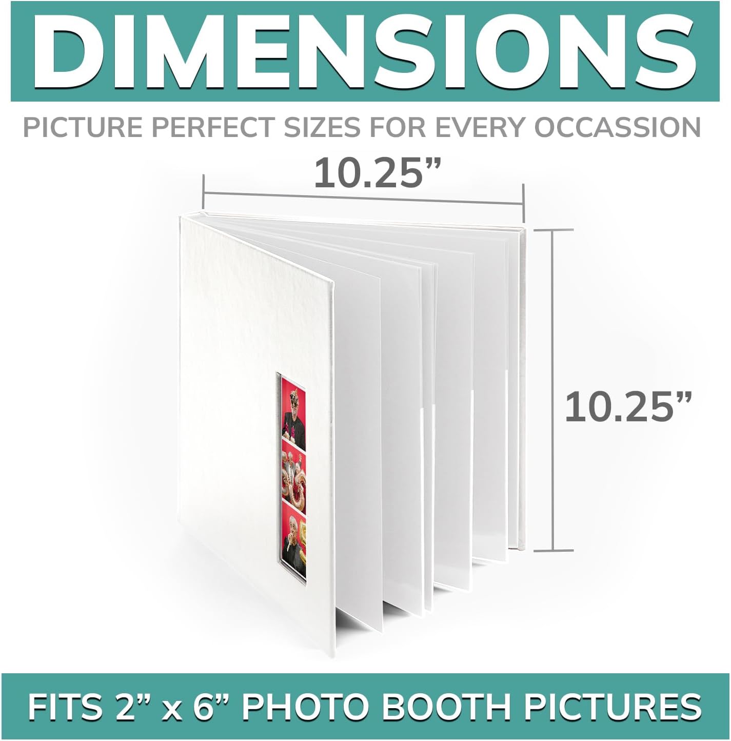 PBF (1 Pack) Photo Booth Album, Guest Book with 2x6 Clear Picture Inserts, White Cover with Plastic Sleeves & White Pages, Scrapbook Album for Photo Strips, Memory Book, Wedding, and Baby Showers