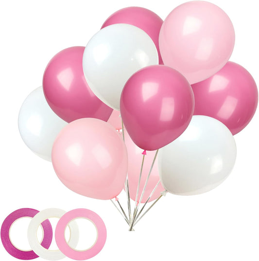 White Pink Light Rose Red Balloons,100 Pack 12 Inch Latex Balloons,for Wedding Birthday Party Baby Shower Christmas Party Decorations ﻿