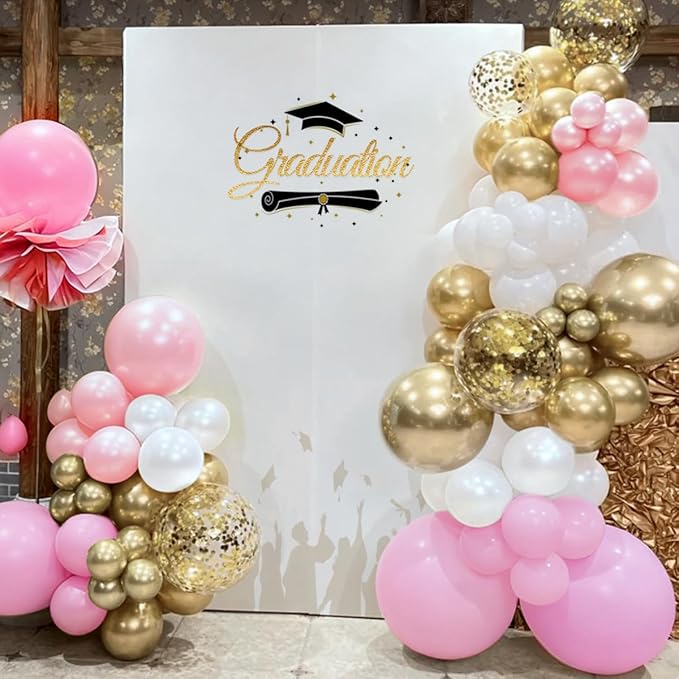 Pastel Pink White and Gold Balloons Garland Arch Kit, 167Pcs Latex Balloons Different Sizes 18 12 10 5 inch for Girl Birthday Baby Shower Graduation Wedding Party Decoration