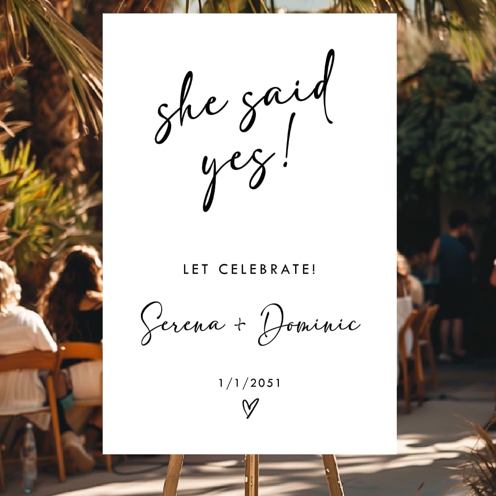 Personalized Engagement Welcome Sign – Minimalist Engagement Party Yard Sign – We’re Engaged Signs – Engagement Party Decorations for Couple - She Said Yes! (Version 4)