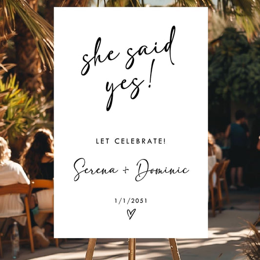Personalized Engagement Welcome Sign – Minimalist Engagement Party Yard Sign – We’re Engaged Signs – Engagement Party Decorations for Couple - She Said Yes! (Version 4)