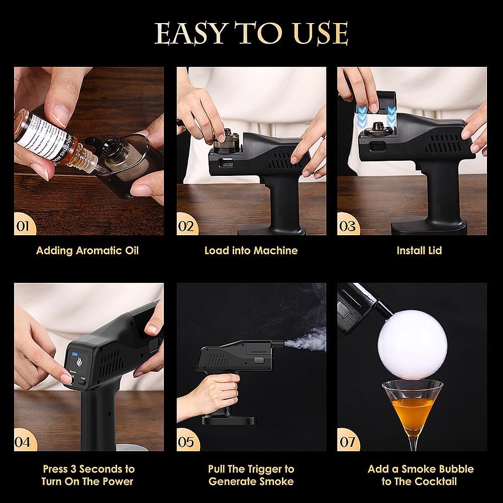 Drinks Bubble Smoker, Includes Aromas and Edible Bubbles, for Cocktails and Enhancing The Flavour of Food, Bar/Home Use (1S Pro)