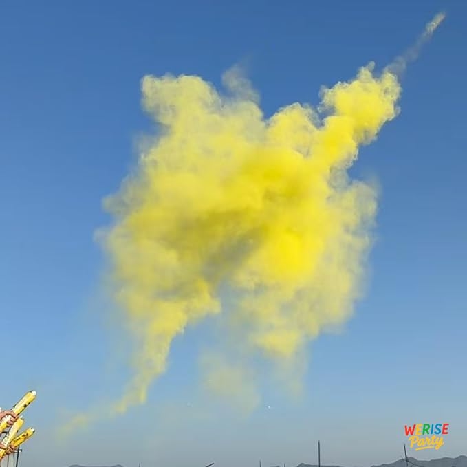 Yellow Powder Cannon Poppers, WERISE Party Biodegradable Smoke Poppers Cannon 12 Inch Powder Poppers for Birthday Wedding Graduation Party and Celebrations 2 Pack