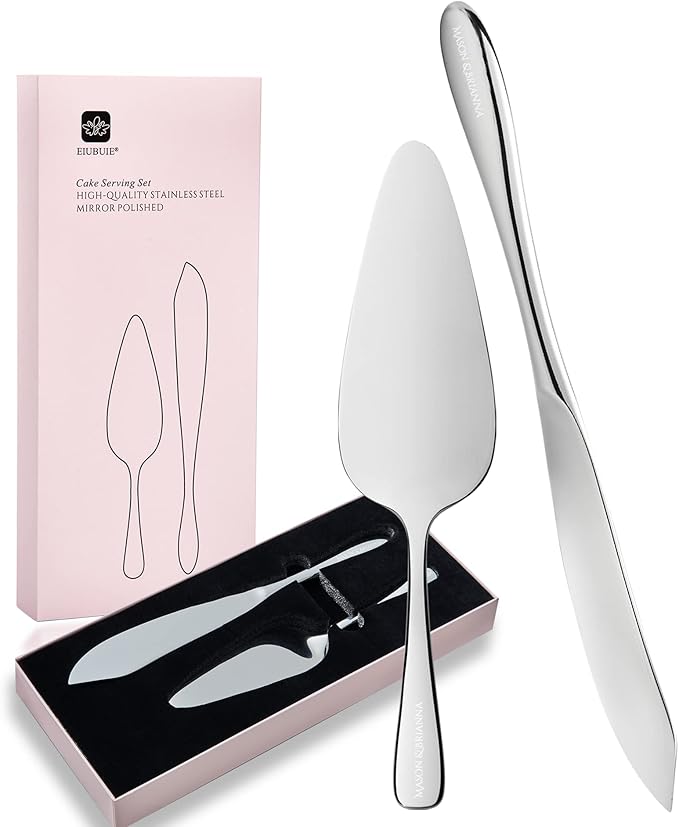 EIUBUIE Cake Cutting Set for Wedding, Personalized Custom Engraved Cake Knife and Server Set, Classic Design 18/10 Stainless Steel Pie Cakes Serving of 2 Piece
