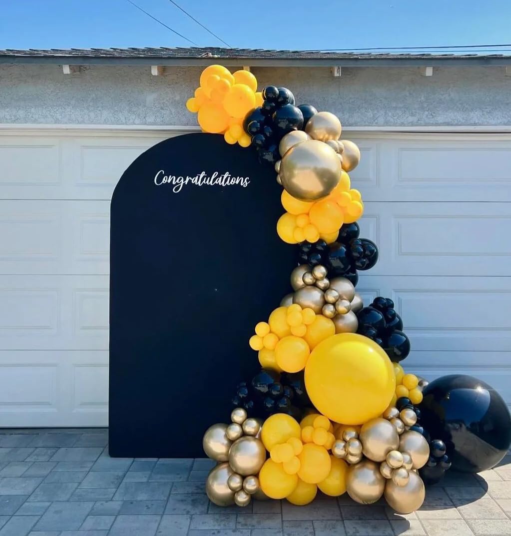 AZOWA 24 Inch Black and Yellow Balloons 16-Count Large Latex Round Balloons for Party Wedding Birthday Baby Shower Decoration (Black and Yellow, 16 Pcs)