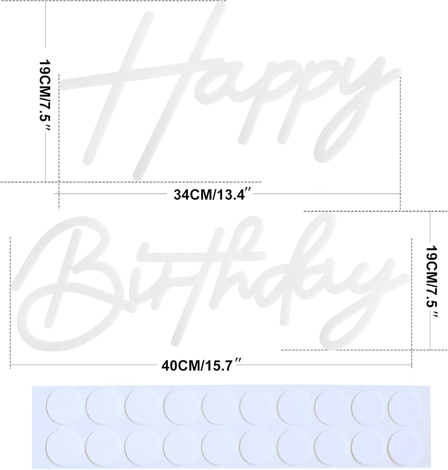 Happy Birthday Sign for Arch Backdrop - Felt Happy Birthday Letter Sign for Balloon Banner Party Backdrop Girls Boys Birthday Background for Baby Shower Photography Wall Decorations - White