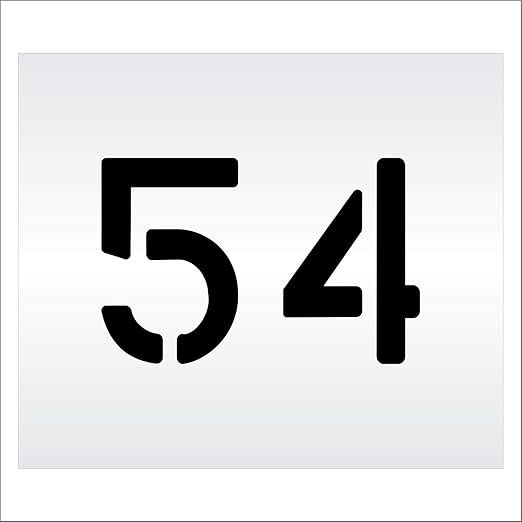 Pavement, Curb, and WheelStop Stencils - 6 inch Double Number Stencil - (54) - 6" x 9" x 1/16" (63 mil) - Light-Duty