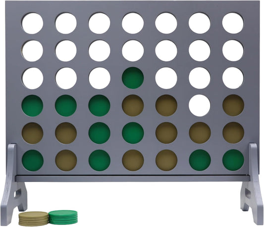 Tailgating Pros Premium Grey Giant Four in a Row with Carrying Case - Jumbo Oversized Outdoor Yard Game - Connect Multiple Pucks in a Row to Win - Many Puck Colors Available!