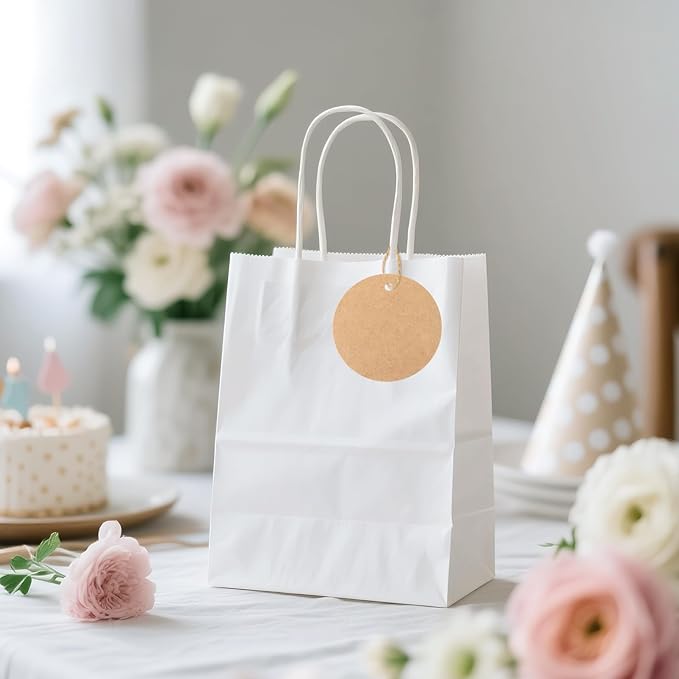 G2PLUS Round Gift Tags with String-2.5 Inches Blank Circle Kraft Paper Tags 100 PCS Large Round Craft Labeling Tag for Wedding, Birthday, Christmas Party Favors