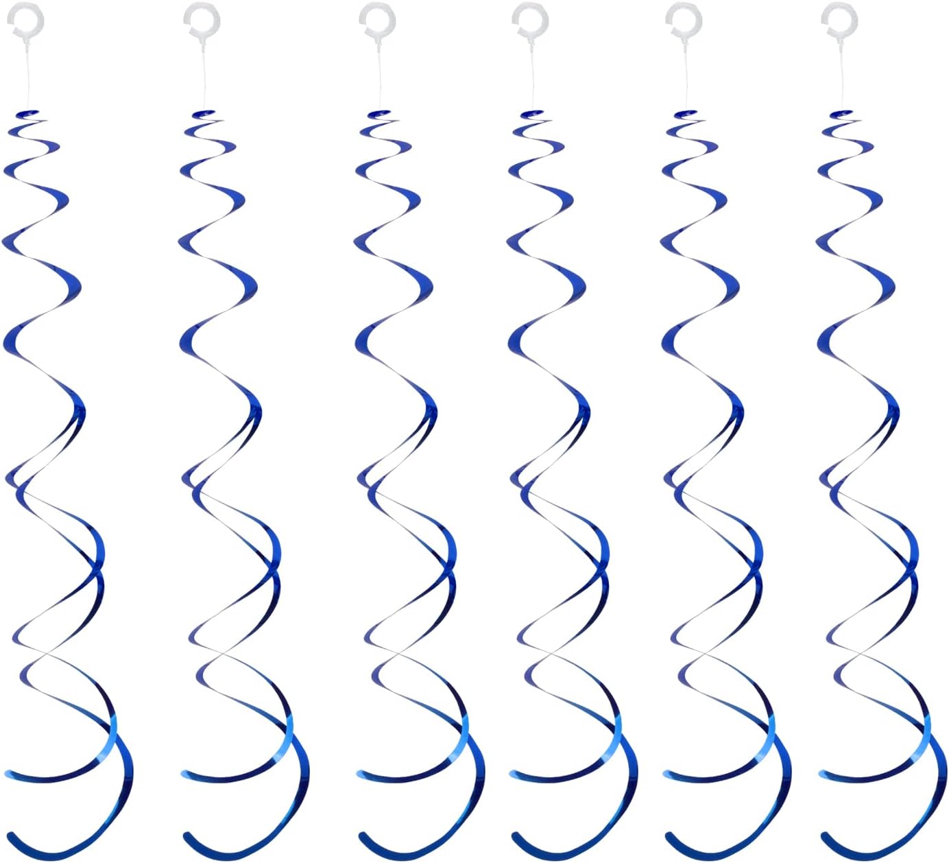 30 Pieces Blue Party Swirl Hanging Decorations, Foil Ceiling Hanging Swirl Decorations, Glitter Streamers Whirl Decorations