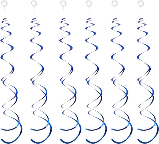 30 Pieces Blue Party Swirl Hanging Decorations, Foil Ceiling Hanging Swirl Decorations, Glitter Streamers Whirl Decorations