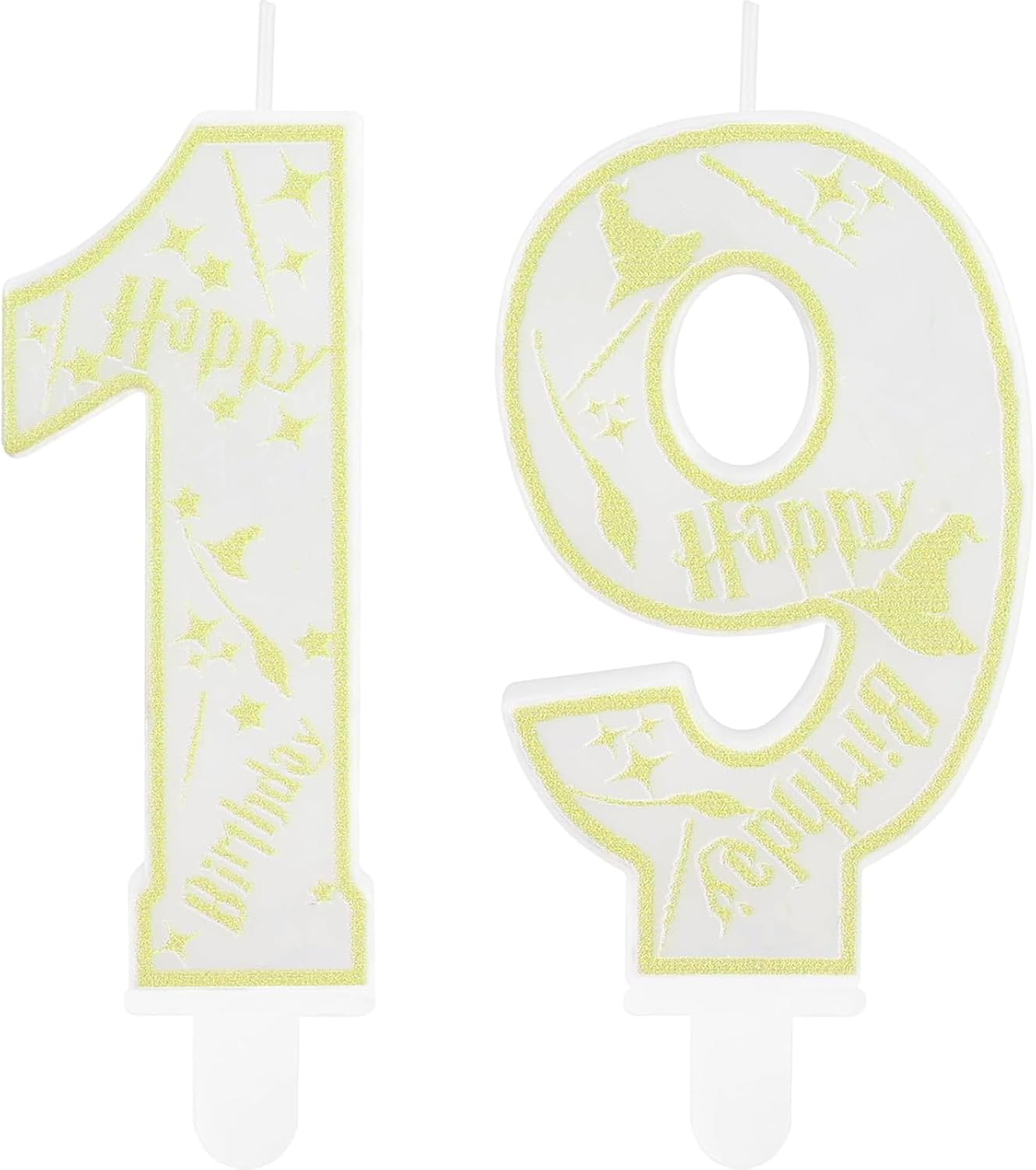 Magical Wizard Party Birthday Candles Number 19 Candle Cake Topper Wizard School Themed Happy 19th Birthday Cake Decorations for Boys Girls Kids Party Favor Supplies Decorations