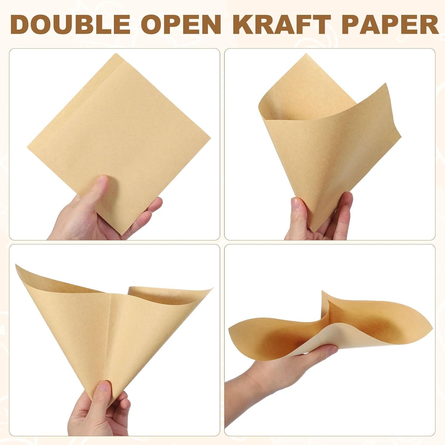 uxcell 200pcs Pastry Bags, 5.1 x 5.1 Inch Greaseproof Double Open Paper Wrappers Sandwich Bags for Donut Sandwich Pretzel Snacks Cookies, Kraft Paper