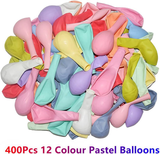 400 Pack Pastel Balloons 12 Inch Candy Colored Multicolor Rainbow Assorted Colors Macaron Latex Bulk Balloon 12 Kinds Colorful for Birthday Wedding Bridal Baby Shower Supplies Party Decorations