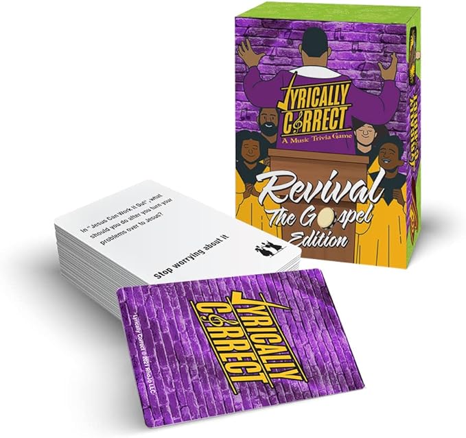 Lyrically Correct Revival Music Trivia Card Game - The Gospel Edition - Finish The Lyrics Challenge, Fun for Adults, Party or Family Night
