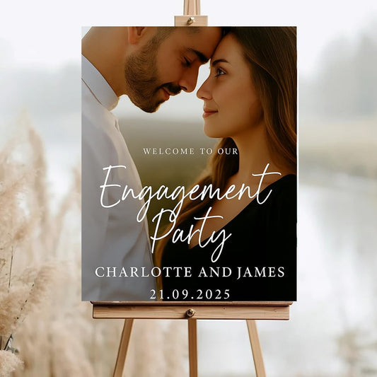 Personalized Engagement Welcome Sign, Engagement Party Sign, Engaged Decor for Couple - She Said Yes!, Decorations, Engaged Welcome, Custom Poster, Canvas, Wooden 2 Layer /6