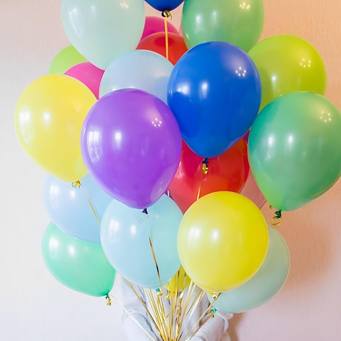 120pcs Colorful Balloons 12inch Rainbow Latex Balloons for Boys Girls Birthday Baby Shower Gender Reveal Wedding Decorations
