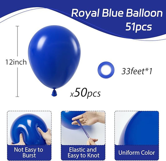 Royal Blue Balloons 12 inch, Royal Blue Latex Balloons 50pcs Party Balloons for Graduation Baby Shower Wedding Baseball Birthday Party Decorations