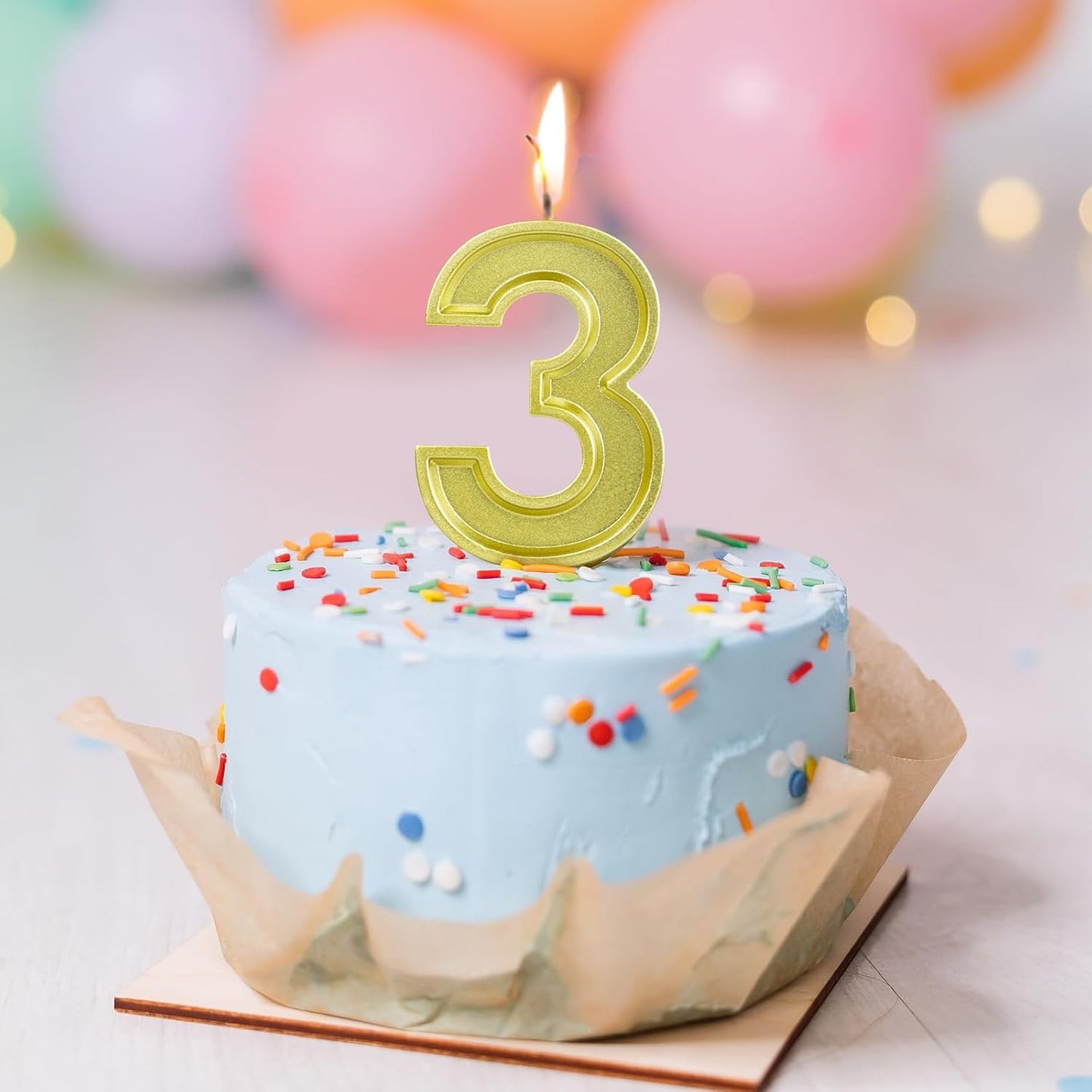 BEAN LIEVE Gold Birthday Candles Number 3, Gold Number Candles, Cake Number Candles for Birthday Parties and Wedding Anniversary Celebrations