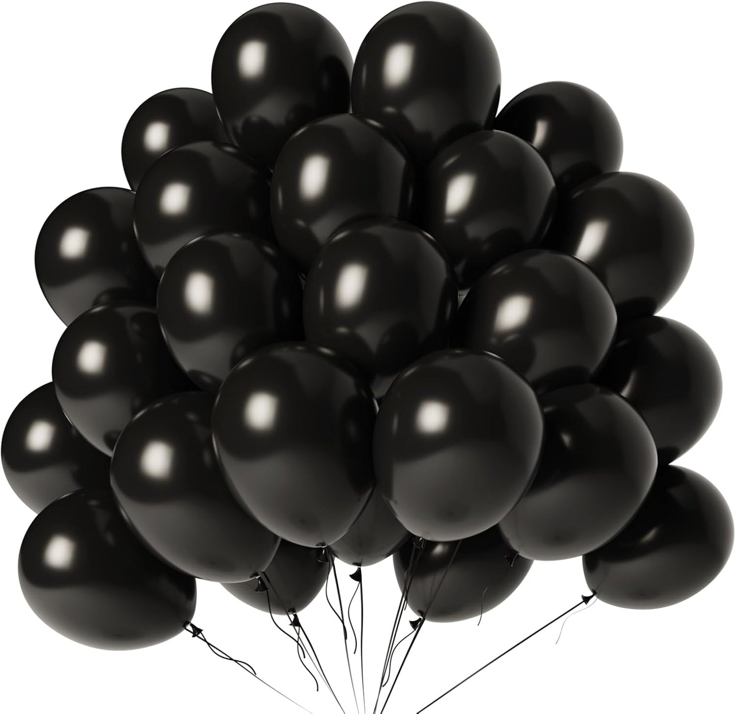 Black Balloons 100 Pack 12 Inch Black Latex Balloon for Graduation Halloween New Year Anniversary Birthday Party Decorations