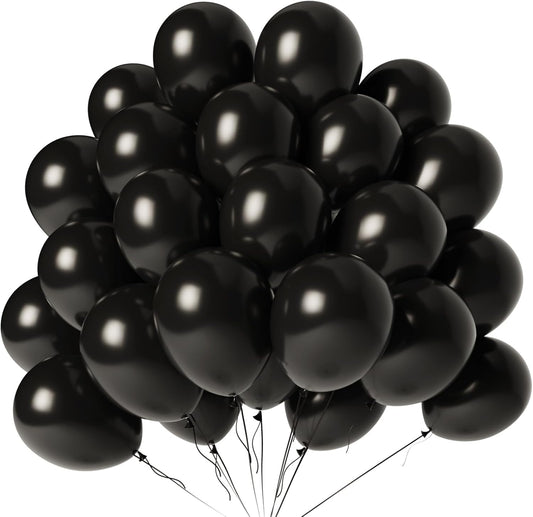 Black Balloons 100 Pack 12 Inch Black Latex Balloon for Graduation Halloween New Year Anniversary Birthday Party Decorations