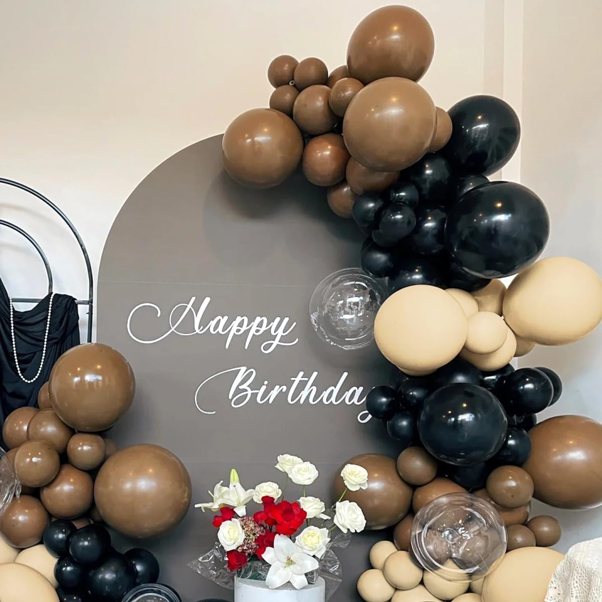 Brown Black Nude Balloon Garland Arch Kit, 160Pcs Latex Balloons Different Size 18 12 10 5 inch for Birthday Bridal Baby Shower Gender Reveal Wedding Retirement Party Decorations