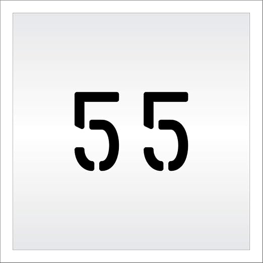 Pavement, Curb, and WheelStop Stencils - 4 inch Double Number Stencil - (55) - 4" x 5.5" x 1/16" (63 mil) - Light-Duty