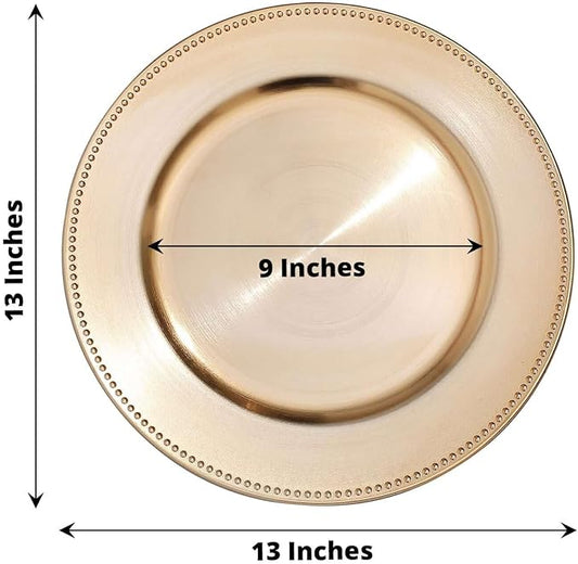 Efavormart 12 pcs 13" Gold Beaded Round Charger Plates for Tabletop Decor Holiday Wedding Catering Event Decoration