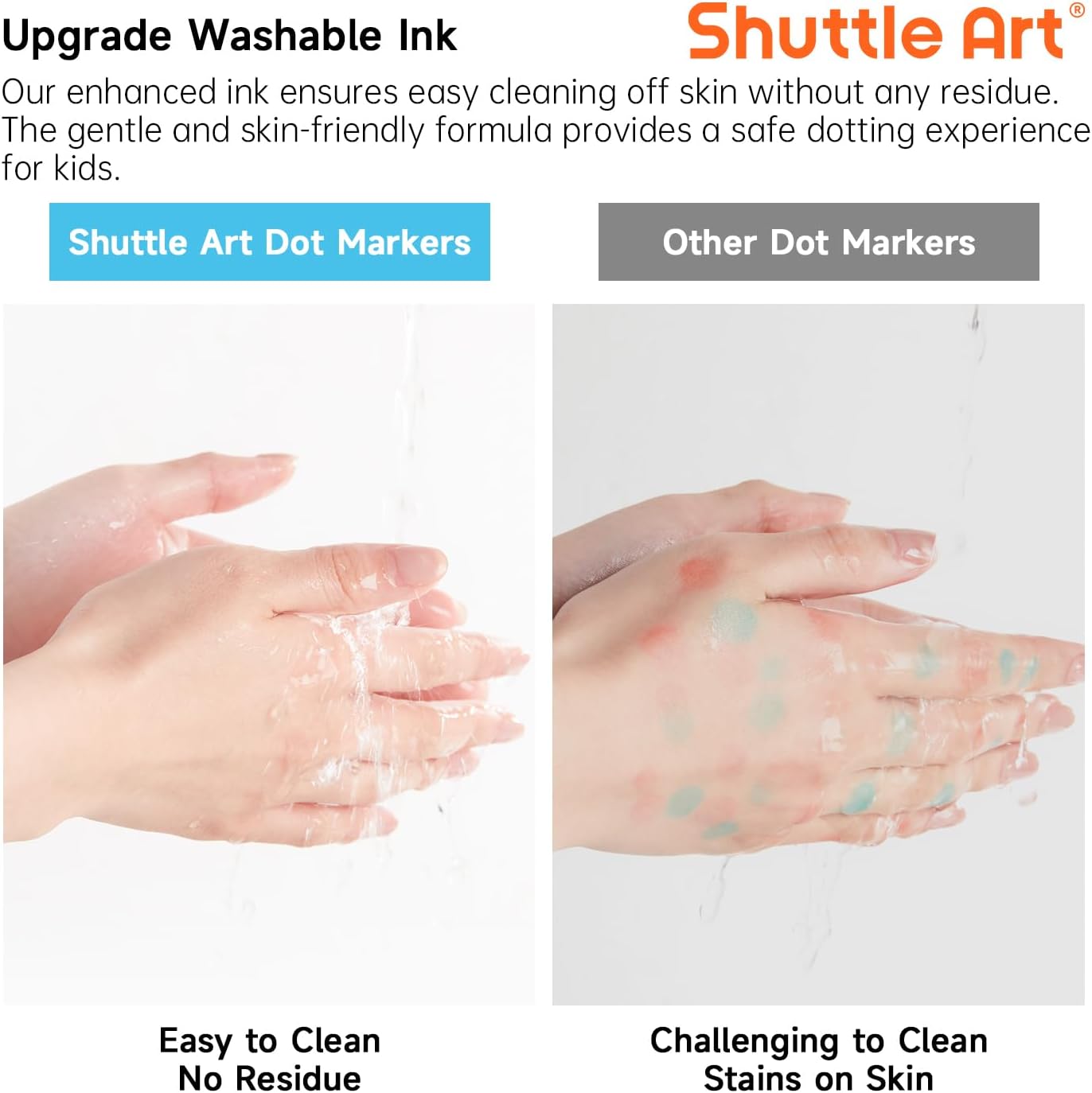 Shuttle Art Dot Markers, 12 Colors Washable Markers for Toddlers,Bingo Daubers Supplies Kids Preschool Children, Non Toxic Water-Based