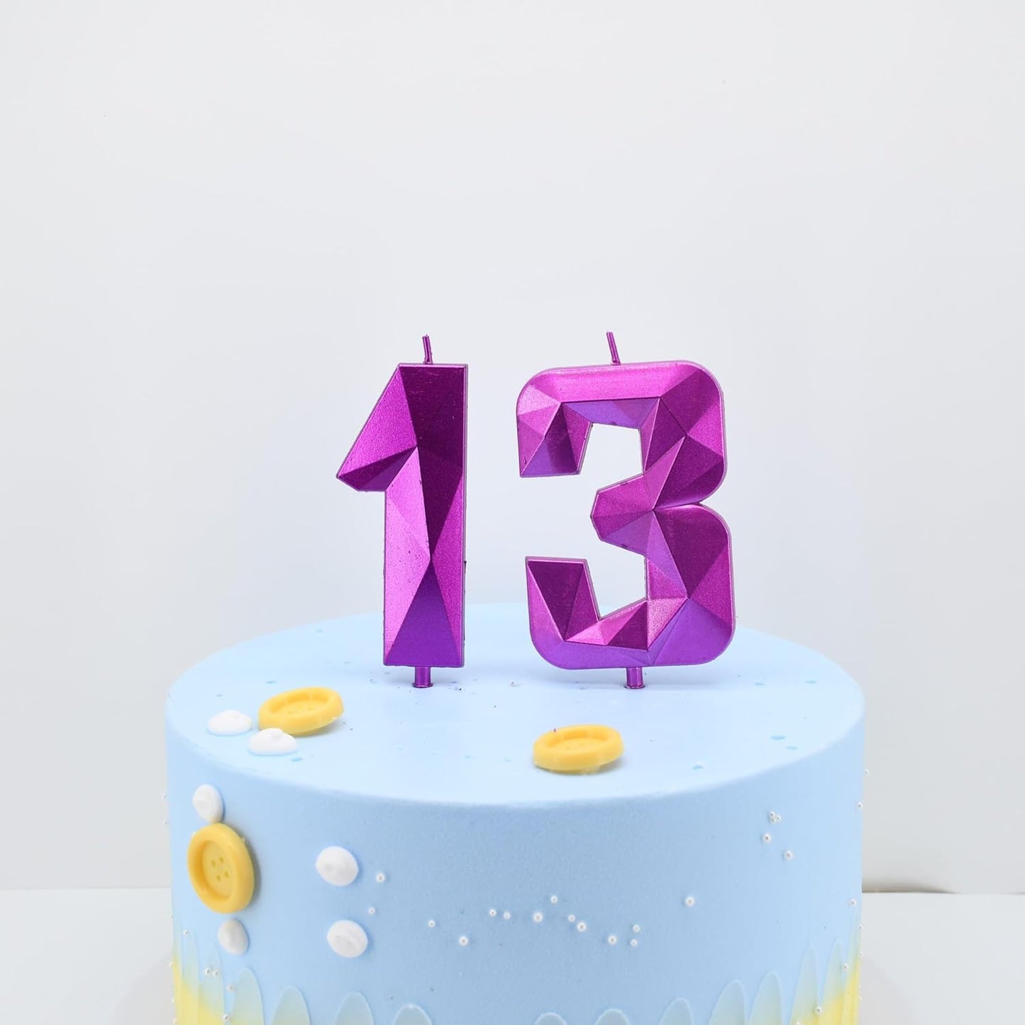 DERVENTA Large Birthday Candle Number 3D Purple 3.7 inch Party Celebration Anniversary Decoration Cake Topper 1 Piece (Number 13 Purple)