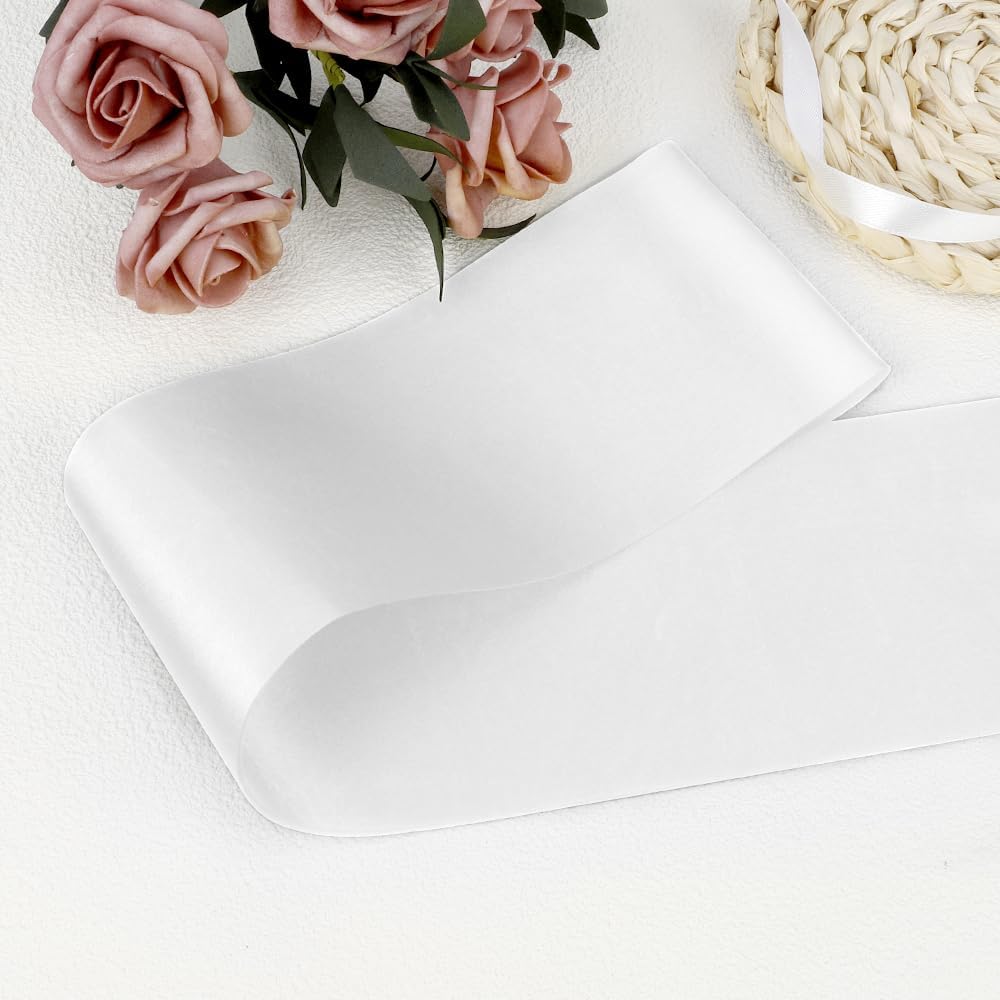 Blank Satin Sash - 12pcs Sweet 16 Party Decorations & Favors - White Sashes For Birthday, Graduation, Wedding, Beauty Pageant, Homecoming, DIY