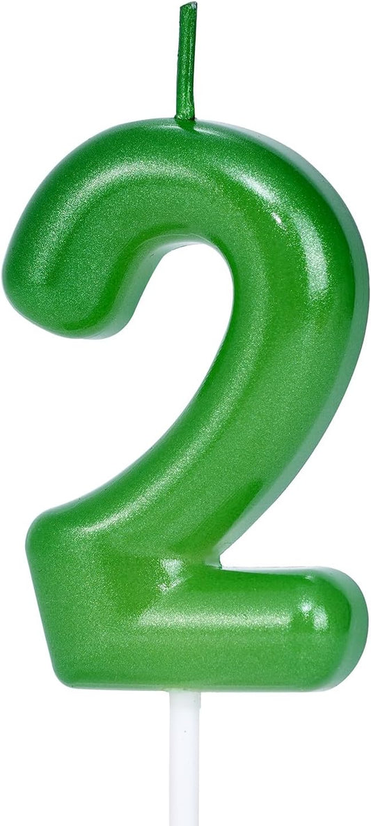 Green Number 2 Birthday Candles, Cake Toppers for Birthday/Baby Shower/Anniversary/Wedding Party Celebrating/Decorating. (Green Number 2)