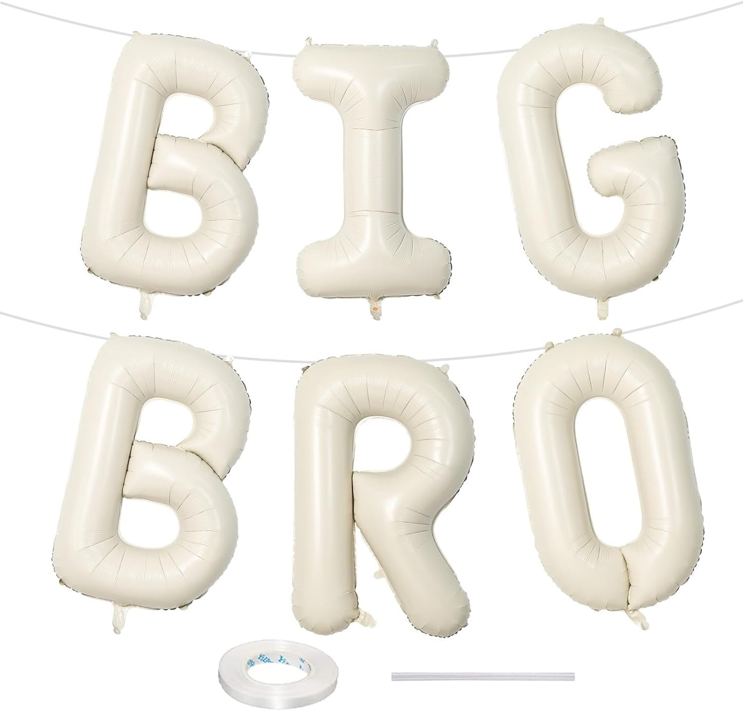 40 Inch Beige Big Bro Balloons Letter, Large Cream White Sand Big Bro Foil Balloon, Neutral Ivory Alphabet Mylar Balloon for Kid Newborn Boy Announcement Gender Reveal Baby Shower Party Decorations