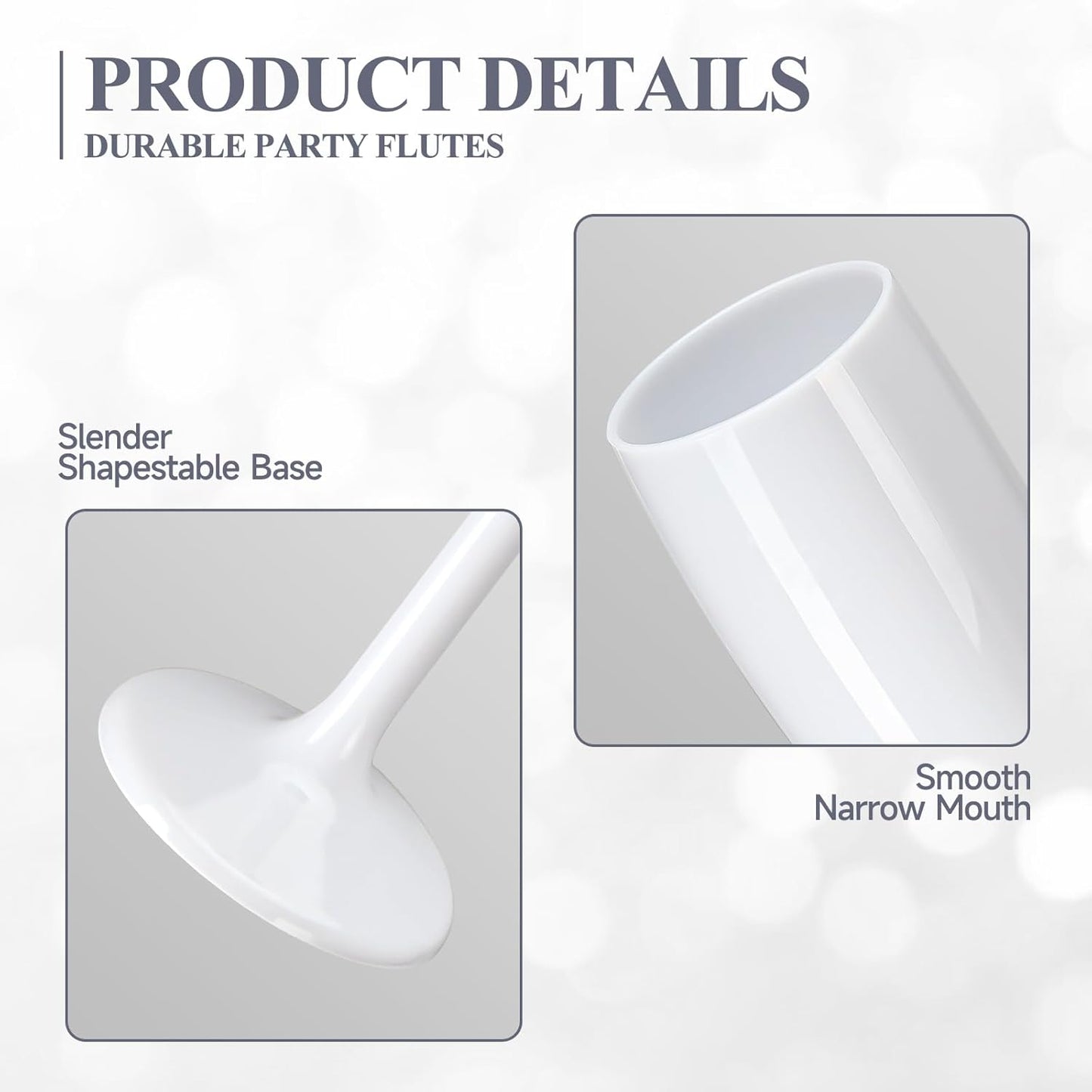 Champagne Flute Acrylic Champagne Glasses Wedding Toasting Champagne Flute Goblet Plastic Reusable Unbreakable Champagne Cups for Bachelorette Wedding Bridal Shower Party (White, 24)
