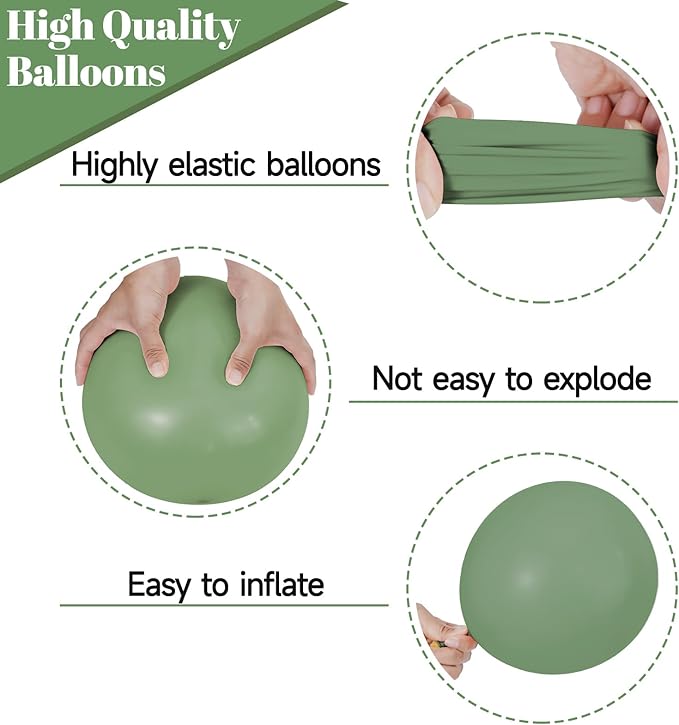 68Pcs Balloons Kit 12 Inch, Sage Green Balloon Sand White Metallic Gold Balloon Confetti with Ribbons, Party Balloons for Baby Bridal Shower Wedding Birthday Decorations.