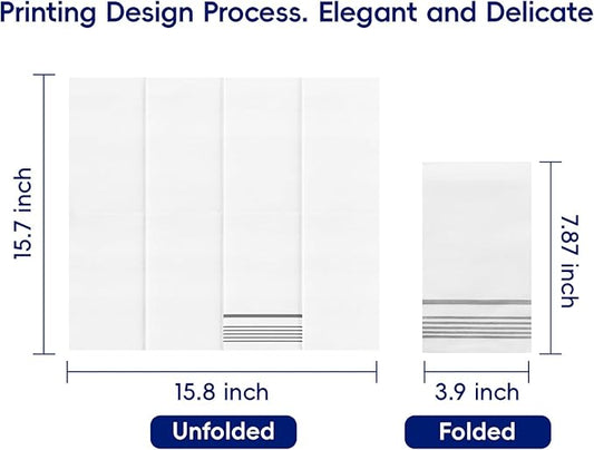 200 Pack Paper Dinner Napkins, Absorbent Paper Napkins, Premium Quality Guest Towels, 2-Ply Disposable Hand Towels for Kitchen, Events, Parties or Events (Silver)